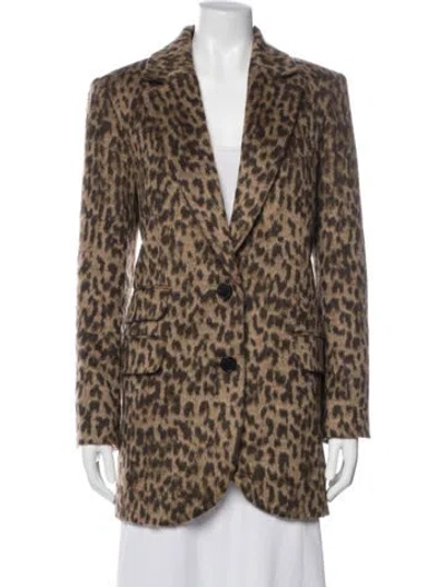 Pre-owned Zadig & Voltaire Wool Animal Print Coat In Brown
