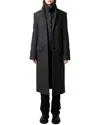 Zadig & Voltaire Mio Chevron Chine Wool-blend Coat In Black