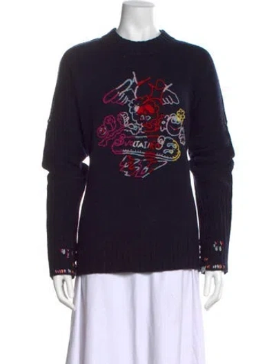 Pre-owned Zadig & Voltaire Wool Graphic Print Sweater In Black