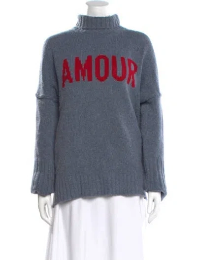 Pre-owned Zadig & Voltaire Wool Graphic Print Sweater In Blue