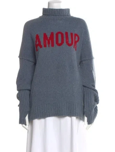 Pre-owned Zadig & Voltaire Wool Graphic Print Sweater In Blue