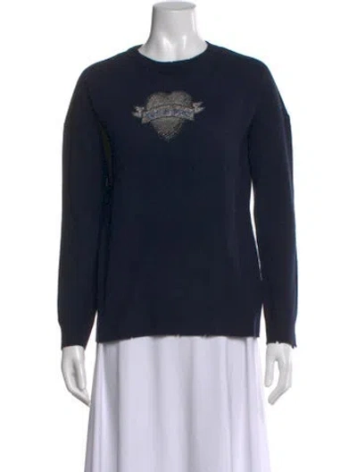 Pre-owned Zadig & Voltaire Wool Graphic Print Sweater In Blue
