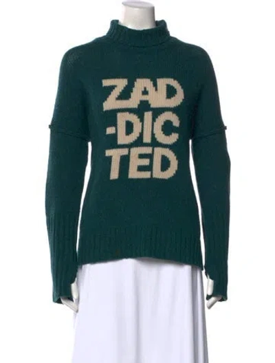 Pre-owned Zadig & Voltaire Wool Graphic Print Sweater In Green
