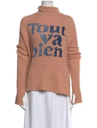 Pre-owned Zadig & Voltaire Wool Graphic Print Sweater In Pink