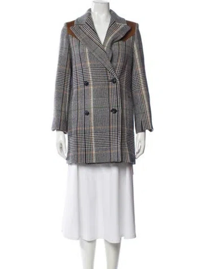 Pre-owned Zadig & Voltaire Wool Houndstooth Print Coat In Blue