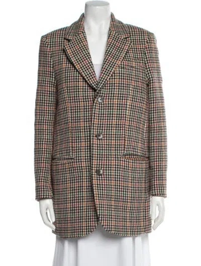 Pre-owned Zadig & Voltaire Wool Houndstooth Print Coat In Brown