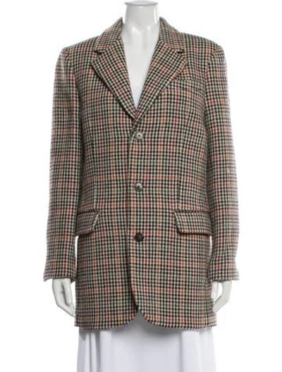 Pre-owned Zadig & Voltaire Wool Houndstooth Print Peacoat In Neutral