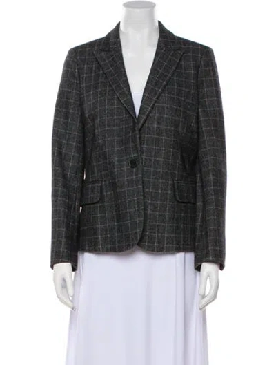 Pre-owned Zadig & Voltaire Wool Plaid Print Blazer In Black