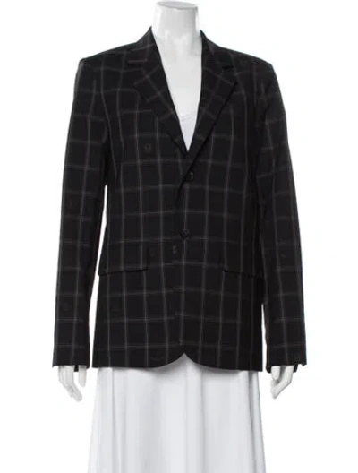 Pre-owned Zadig & Voltaire Wool Plaid Print Blazer In Black