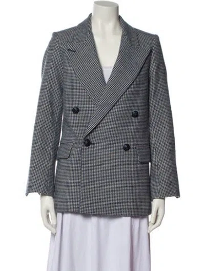 Pre-owned Zadig & Voltaire Wool Plaid Print Blazer In Blue