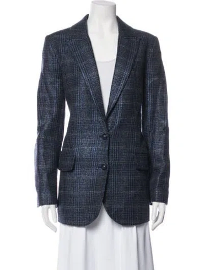 Pre-owned Zadig & Voltaire Wool Plaid Print Blazer In Blue