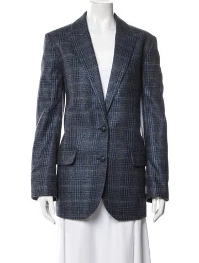 Pre-owned Zadig & Voltaire Wool Plaid Print Blazer In Blue