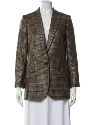 Pre-owned Zadig & Voltaire Wool Plaid Print Blazer In Blue