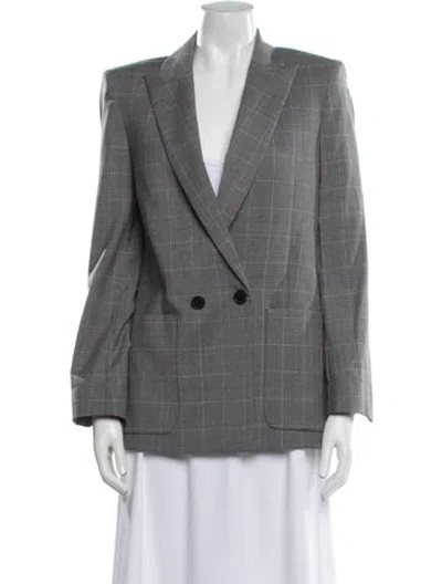 Pre-owned Zadig & Voltaire Wool Plaid Print Blazer In Gray