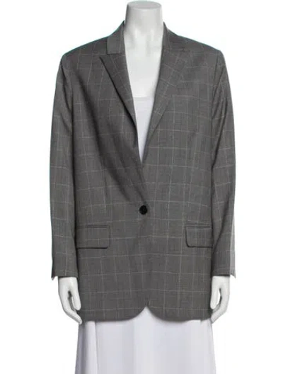 Pre-owned Zadig & Voltaire Wool Plaid Print Blazer In Gray