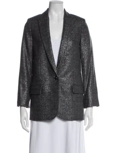 Pre-owned Zadig & Voltaire Wool Plaid Print Blazer W/ Tags In Gray