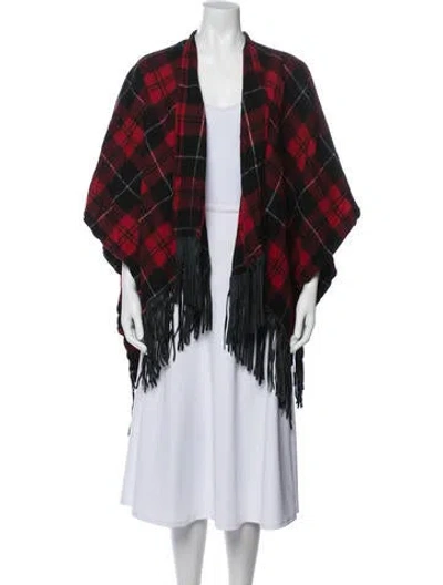 Pre-owned Zadig & Voltaire Wool Plaid Print Cape In Red