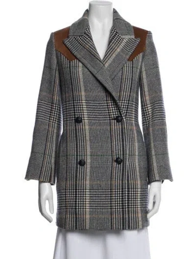 Pre-owned Zadig & Voltaire Wool Plaid Print Coat In Blue