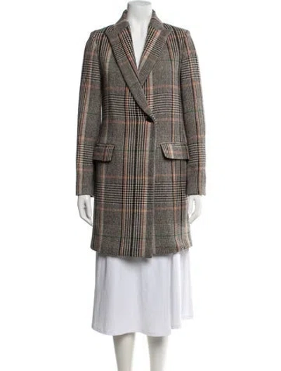 Pre-owned Zadig & Voltaire Wool Plaid Print Coat In Grey
