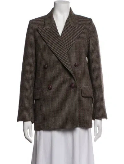 Pre-owned Zadig & Voltaire Wool Plaid Print Coat In Neutrals