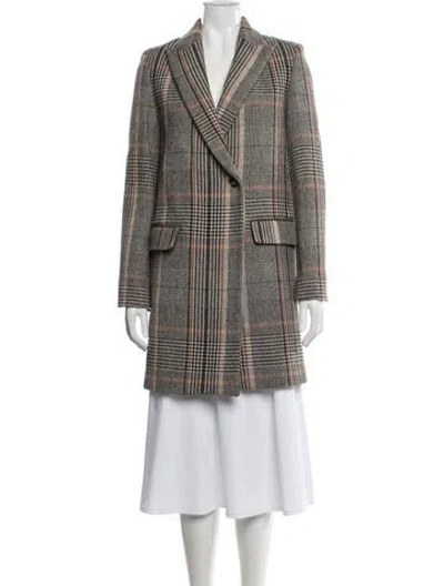 Pre-owned Zadig & Voltaire Wool Plaid Print Coat W/ Tags In Blue