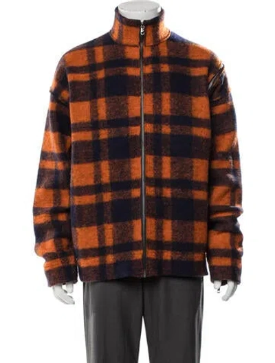 Pre-owned Zadig & Voltaire Wool Plaid Print Jacket In Orange