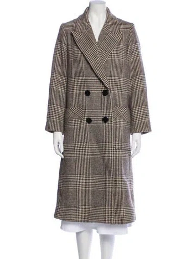 Pre-owned Zadig & Voltaire Wool Plaid Print Peacoat In Black