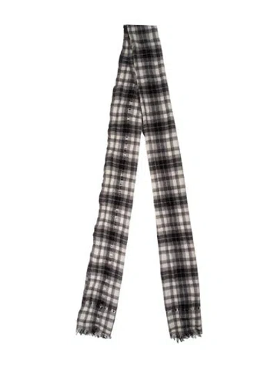 Pre-owned Zadig & Voltaire Wool Plaid Print Scarf W/ Tags In Black