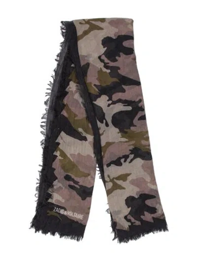 Pre-owned Zadig & Voltaire Wool Printed Scarf In Black