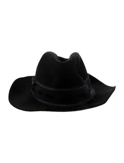Pre-owned Zadig & Voltaire Wool Ribbon Accent Fedora Hat In Black