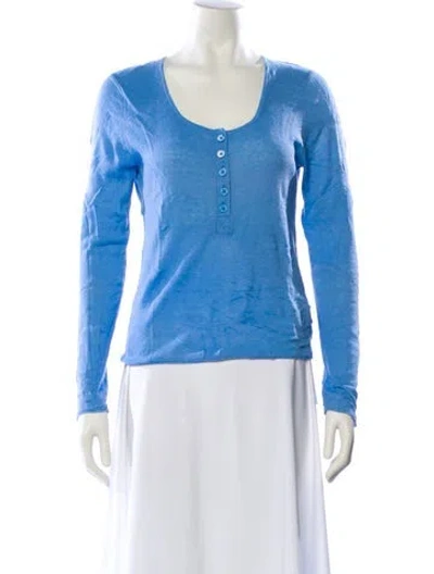 Pre-owned Zadig & Voltaire Wool Scoop Neck Sweater In Blue