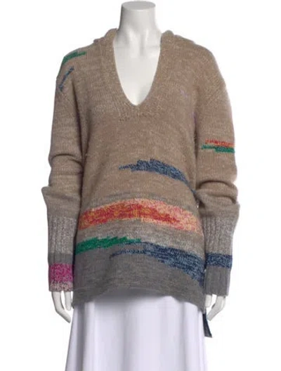 Pre-owned Zadig & Voltaire Wool Striped Sweater In Brown