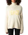 Zadig & Voltaire Almy Peace Intarsia Wool Turtleneck Sweater In Neutral