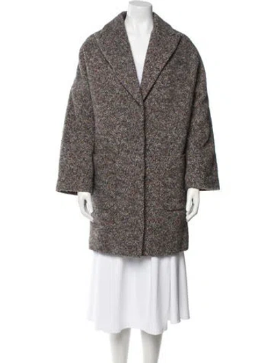 Pre-owned Zadig & Voltaire Wool Tweed Pattern Faux Fur Coat W/ Tags In Gray