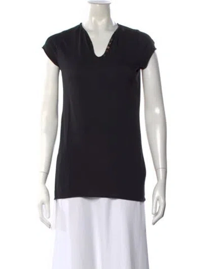 Pre-owned Zadig & Voltaire Wool V-neck T-shirt In Black