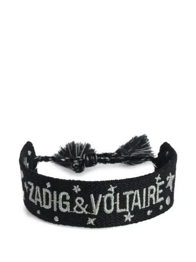Zadig & Voltaire Woven Embroidery Bracelet In Black