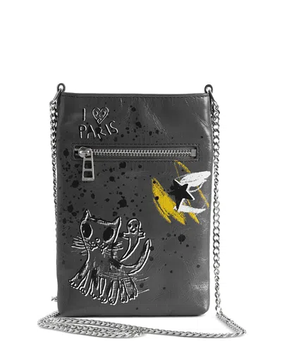 Zadig & Voltaire X Humberto Cruz Rock Leather Phone Pouch In Black