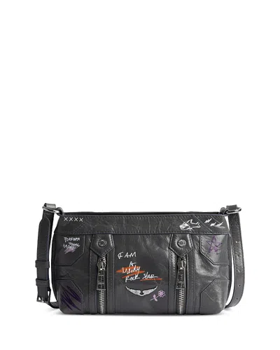 Zadig & Voltaire X Humberto Cruz Sunny Mood Vintage Patent Leather Shoulder Bag In Black