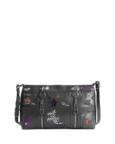 Zadig & Voltaire X Humberto Cruz Sunny Moody Vintage Patent Leather Shoulder Bag In Black