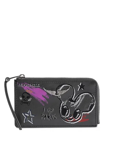Zadig & Voltaire X Humberto Cruz Zv Leather Card Holder In Black