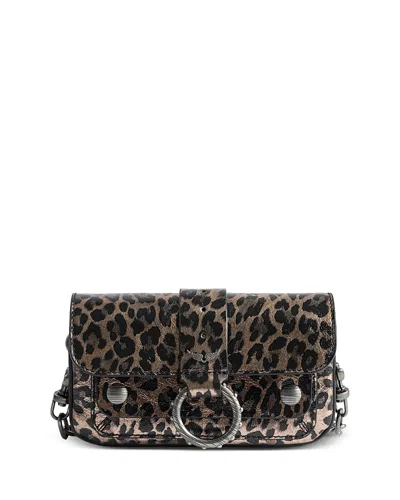 Zadig & Voltaire X Kate Moss Metallic Leopard Print Leather Chain Wallet In Multi