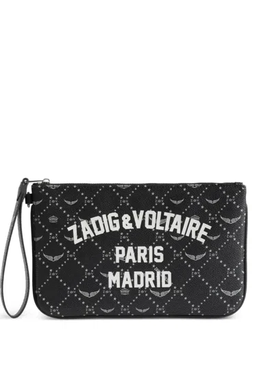 Zadig & Voltaire X St Barth Logo-print Clutch Bag In Black