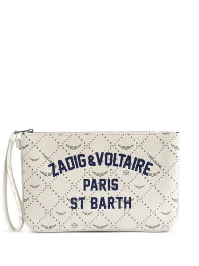 Zadig & Voltaire X St Barth Logo-print Clutch Bag In Neutral