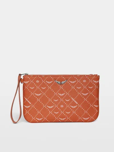 Zadig & Voltaire Z Pouch Monogram Pouch In Orange