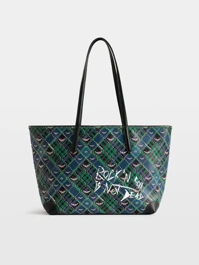 Zadig & Voltaire Z Shopper Punk Check Bag In Emerald
