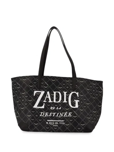 Zadig & Voltaire Womens Z Shopper Xl Book Tag Coated-canvas Tote Bag Black