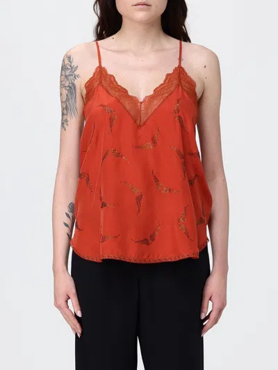 Zadig & Voltaire Womens Spice Christy Rhinestones-embellished Silk Camisole Xs In Orange