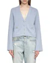 Zadig & Voltaire Womens Light Blue Nolly V-neck Button-down Wool And Cashmere-blend Cardigan In Blue