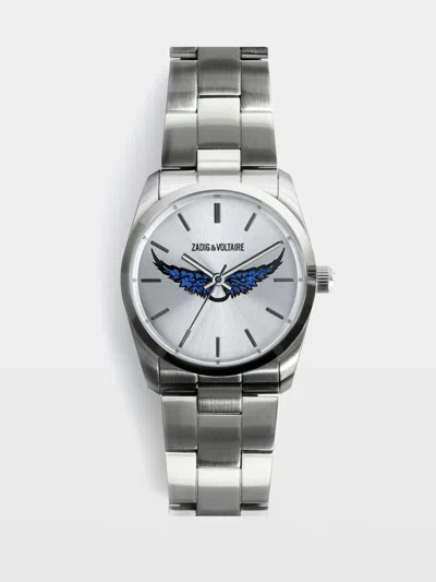 Zadig & Voltaire Zadig Strass Wings Watch In Silver