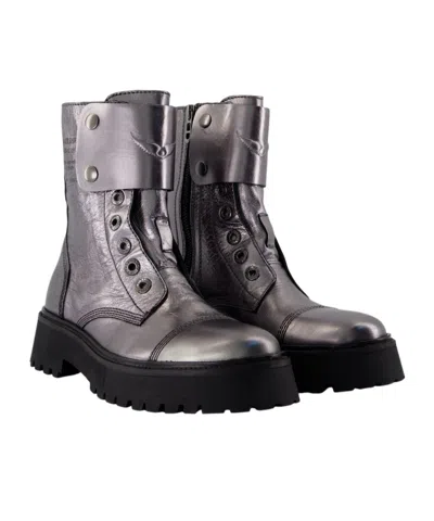 Zadig & Voltaire Zadig  Voltaire Joe Fast Vintage Ankle Boots In Gray